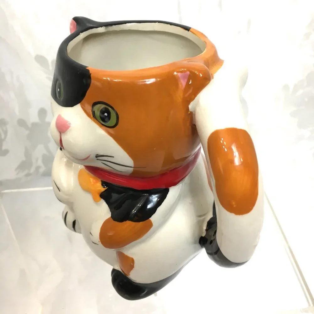 Pier 1 Calico Cat Coffee Tea Cup w/ Surprise Mouse Inside